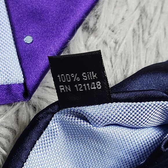 Tommy Hilfiger Tie Mens Purple Polka Dot 100% Silk Classic Necktie Formal 59in - Picture 9 of 11